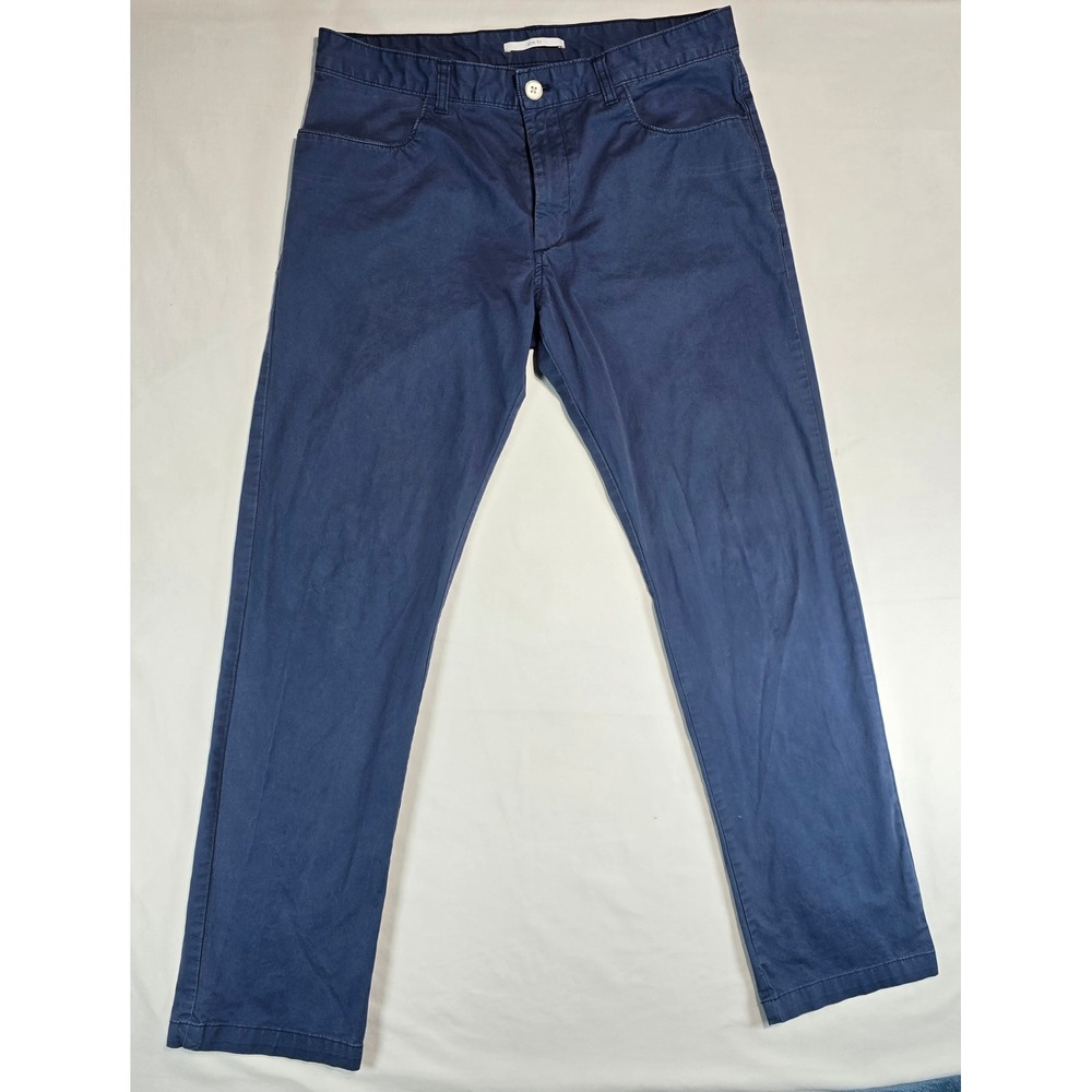 Calvin Klein Mens Slim Fit Chino Pants Navy Blue Cotton Stretch 33x32